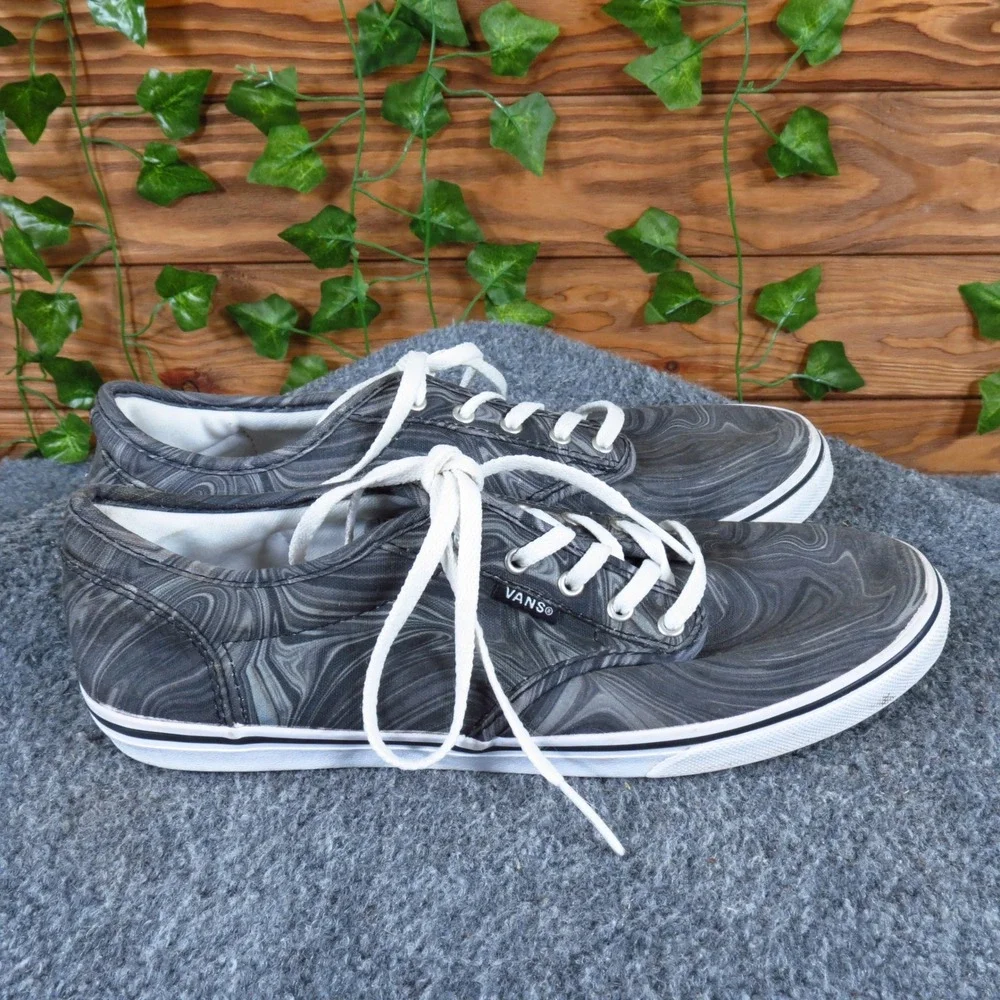 Vans Authentic Lo Pro Women Shoe Size 8 Casual Skate Grey‎ Black Marble Canvas